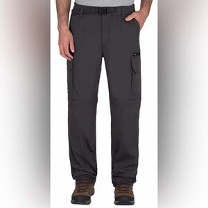 BC Clothing Cargo Convertible Pants/Shorts, Size- XL x 32, Color- Charcoal Black